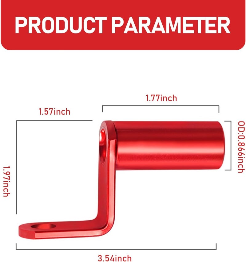 pinflaw 1 PC Motorcycle Conversion Bracket, Rearview Mirror Extension Rod Bracket, Aluminum Alloy Conversion Seat, Universal for Most Cars (Red) - Image 2